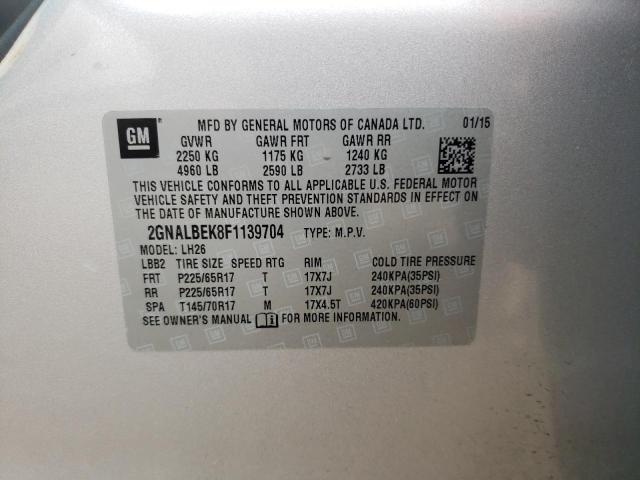 Photo 12 VIN: 2GNALBEK8F1139704 - CHEVROLET EQUINOX LT 