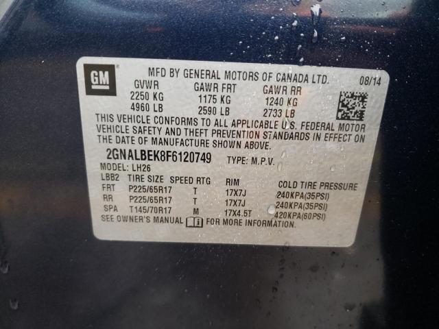 Photo 9 VIN: 2GNALBEK8F6120749 - CHEVROLET EQUINOX LT 