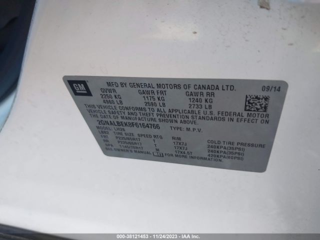 Photo 8 VIN: 2GNALBEK8F6164766 - CHEVROLET EQUINOX 