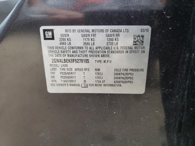 Photo 9 VIN: 2GNALBEK8F6278105 - CHEVROLET EQUINOX LT 