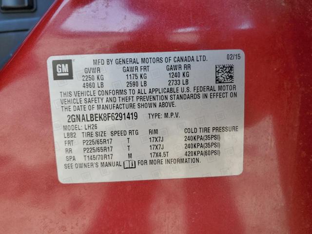 Photo 12 VIN: 2GNALBEK8F6291419 - CHEVROLET EQUINOX LT 