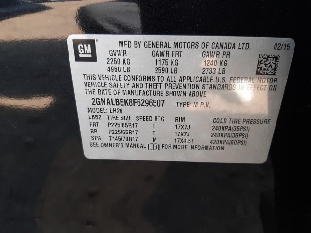 Photo 9 VIN: 2GNALBEK8F6296507 - CHEVROLET EQUINOX LT 