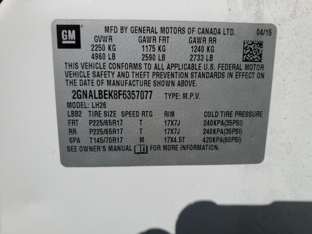 Photo 12 VIN: 2GNALBEK8F6357077 - CHEVROLET EQUINOX LT 