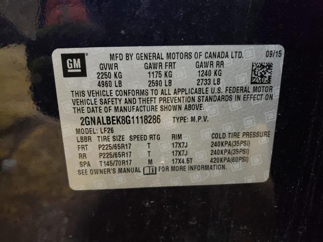 Photo 9 VIN: 2GNALBEK8G1118286 - CHEVROLET EQUINOX LS 