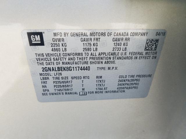 Photo 9 VIN: 2GNALBEK8G1174440 - CHEVROLET EQUINOX LS 