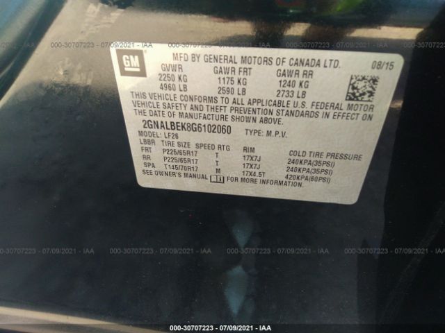 Photo 8 VIN: 2GNALBEK8G6102060 - CHEVROLET EQUINOX 