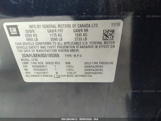 Photo 8 VIN: 2GNALBEK8G6180368 - CHEVROLET EQUINOX 