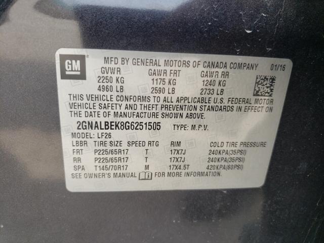 Photo 9 VIN: 2GNALBEK8G6251505 - CHEVROLET EQUINOX LS 