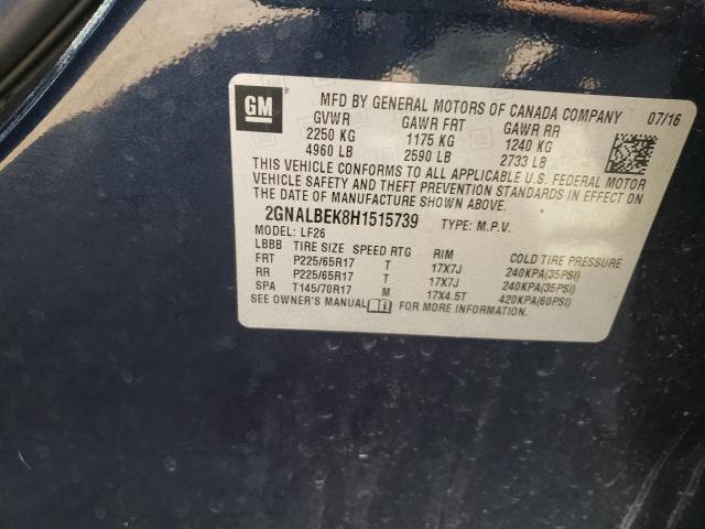 Photo 9 VIN: 2GNALBEK8H1515739 - CHEVROLET EQUINOX LS 