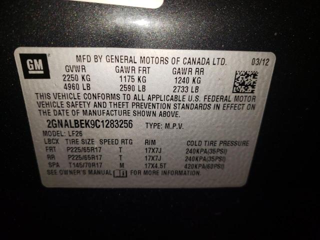 Photo 9 VIN: 2GNALBEK9C1283256 - CHEVROLET EQUINOX LS 