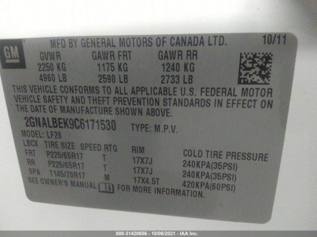 Photo 8 VIN: 2GNALBEK9C6171530 - CHEVROLET EQUINOX 