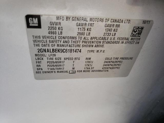 Photo 12 VIN: 2GNALBEK9C6181474 - CHEVROLET EQUINOX LS 