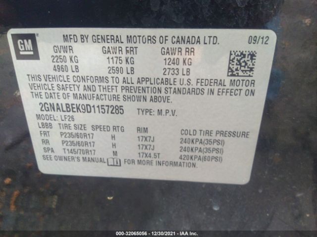 Photo 8 VIN: 2GNALBEK9D1157285 - CHEVROLET EQUINOX 