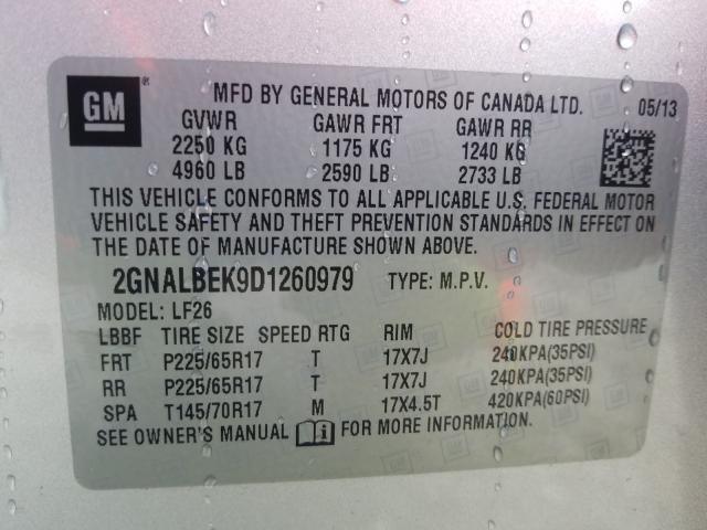 Photo 9 VIN: 2GNALBEK9D1260979 - CHEVROLET EQUINOX LS 