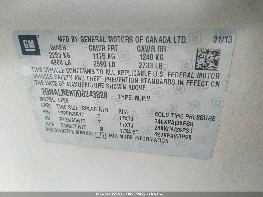 Photo 8 VIN: 2GNALBEK9D6243828 - CHEVROLET EQUINOX 