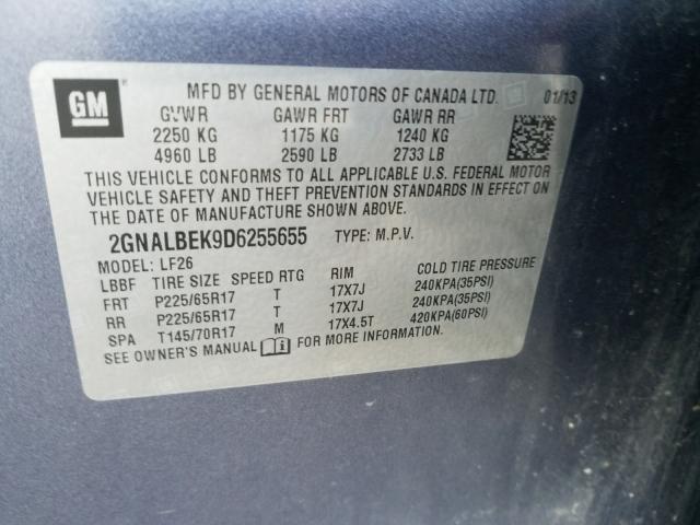 Photo 9 VIN: 2GNALBEK9D6255655 - CHEVROLET EQUINOX LS 