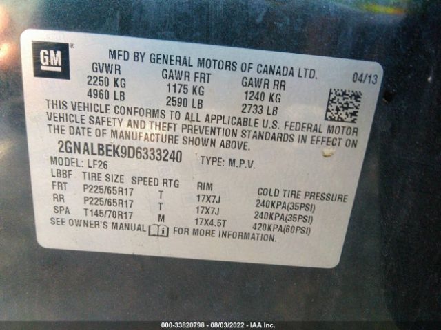 Photo 8 VIN: 2GNALBEK9D6333240 - CHEVROLET EQUINOX 