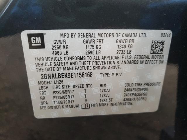 Photo 9 VIN: 2GNALBEK9E1156168 - CHEVROLET EQUINOX LT 