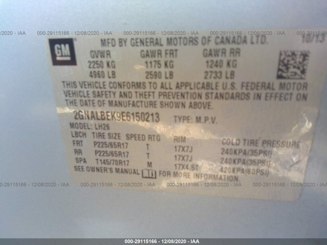 Photo 8 VIN: 2GNALBEK9E6150213 - CHEVROLET EQUINOX 