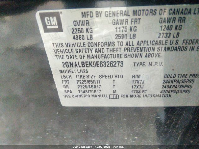 Photo 8 VIN: 2GNALBEK9E6326273 - CHEVROLET EQUINOX 