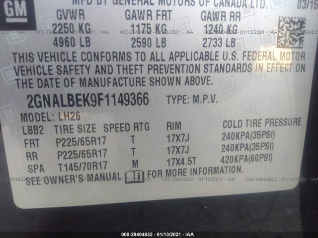 Photo 8 VIN: 2GNALBEK9F1149366 - CHEVROLET EQUINOX 