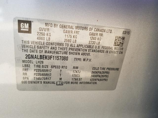 Photo 9 VIN: 2GNALBEK9F1157080 - CHEVROLET EQUINOX LT 