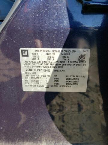 Photo 12 VIN: 2GNALBEK9F1159458 - CHEVROLET EQUINOX LT 