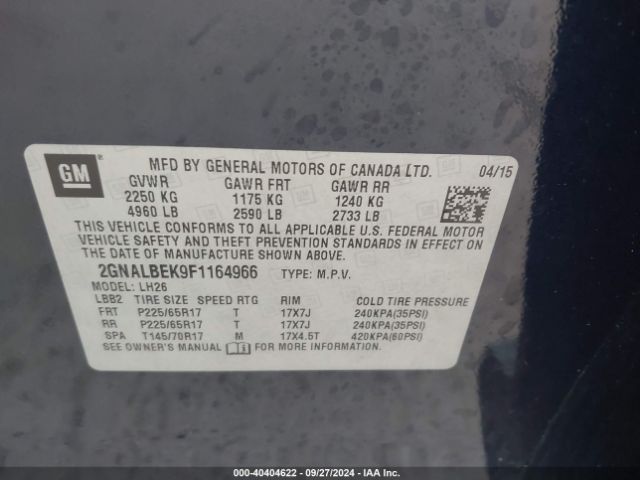 Photo 8 VIN: 2GNALBEK9F1164966 - CHEVROLET EQUINOX 