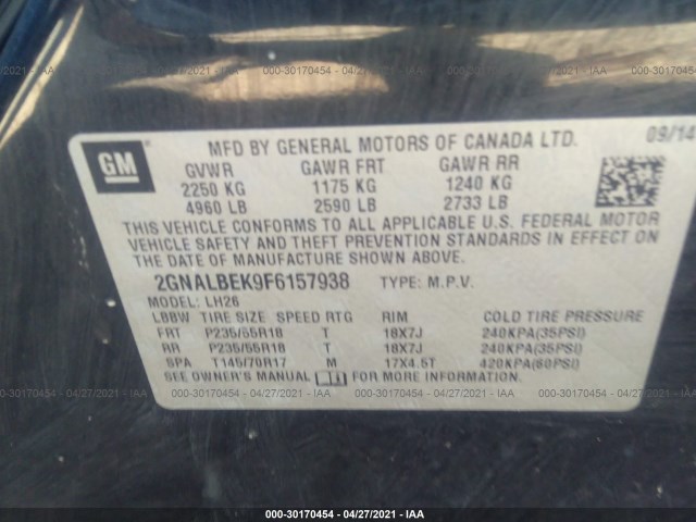 Photo 8 VIN: 2GNALBEK9F6157938 - CHEVROLET EQUINOX 