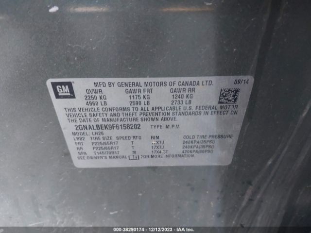 Photo 8 VIN: 2GNALBEK9F6158202 - CHEVROLET EQUINOX 