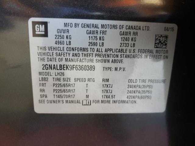 Photo 9 VIN: 2GNALBEK9F6360389 - CHEVROLET EQUINOX LT 