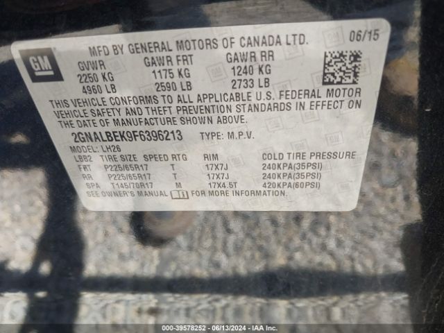 Photo 8 VIN: 2GNALBEK9F6396213 - CHEVROLET EQUINOX 