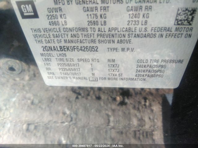 Photo 8 VIN: 2GNALBEK9F6426052 - CHEVROLET EQUINOX 