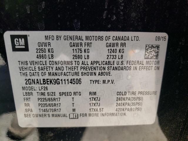 Photo 9 VIN: 2GNALBEK9G1114506 - CHEVROLET EQUINOX LS 