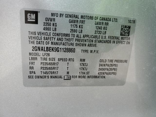 Photo 9 VIN: 2GNALBEK9G1128860 - CHEVROLET EQUINOX LS 