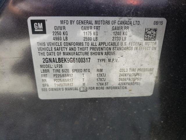 Photo 9 VIN: 2GNALBEK9G6100317 - CHEVROLET EQUINOX 