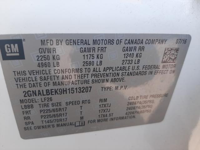 Photo 9 VIN: 2GNALBEK9H1513207 - CHEVROLET EQUINOX LS 