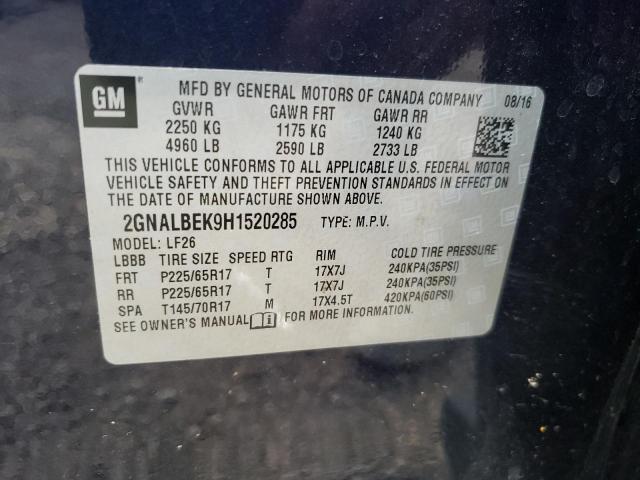 Photo 9 VIN: 2GNALBEK9H1520285 - CHEVROLET EQUINOX LS 