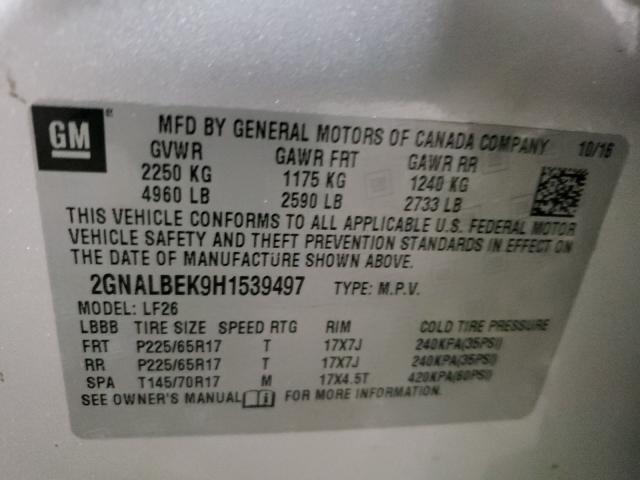 Photo 9 VIN: 2GNALBEK9H1539497 - CHEVROLET EQUINOX LS 