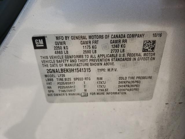 Photo 9 VIN: 2GNALBEK9H1541315 - CHEVROLET EQUINOX LS 