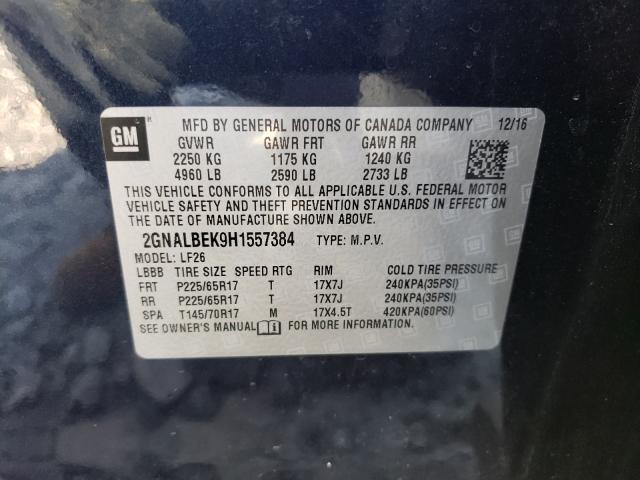 Photo 9 VIN: 2GNALBEK9H1557384 - CHEVROLET EQUINOX LS 