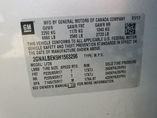 Photo 9 VIN: 2GNALBEK9H1563296 - CHEVROLET EQUINOX LS 