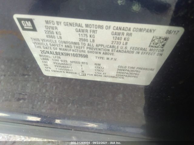 Photo 8 VIN: 2GNALBEK9H1607698 - CHEVROLET EQUINOX 