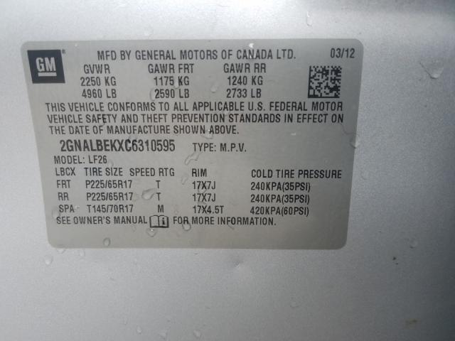 Photo 9 VIN: 2GNALBEKXC6310595 - CHEVROLET EQUINOX LS 