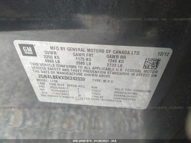 Photo 8 VIN: 2GNALBEKXD6242039 - CHEVROLET EQUINOX 