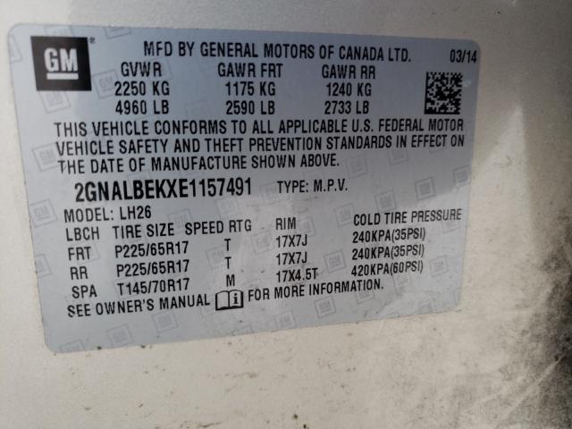 Photo 9 VIN: 2GNALBEKXE1157491 - CHEVROLET EQUINOX LT 