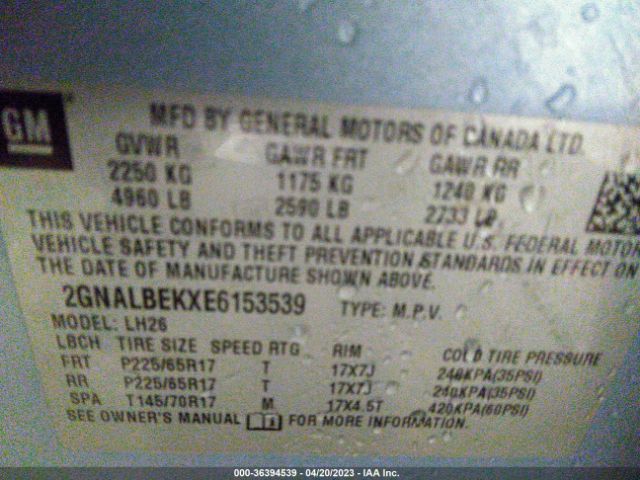 Photo 8 VIN: 2GNALBEKXE6153539 - CHEVROLET EQUINOX 