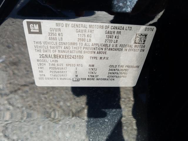 Photo 9 VIN: 2GNALBEKXE6243189 - CHEVROLET EQUINOX LT 