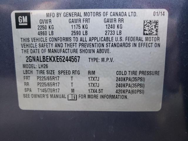 Photo 9 VIN: 2GNALBEKXE6244567 - CHEVROLET EQUINOX LT 