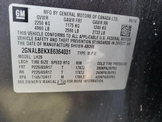 Photo 12 VIN: 2GNALBEKXE6364031 - CHEVROLET EQUINOX LT 